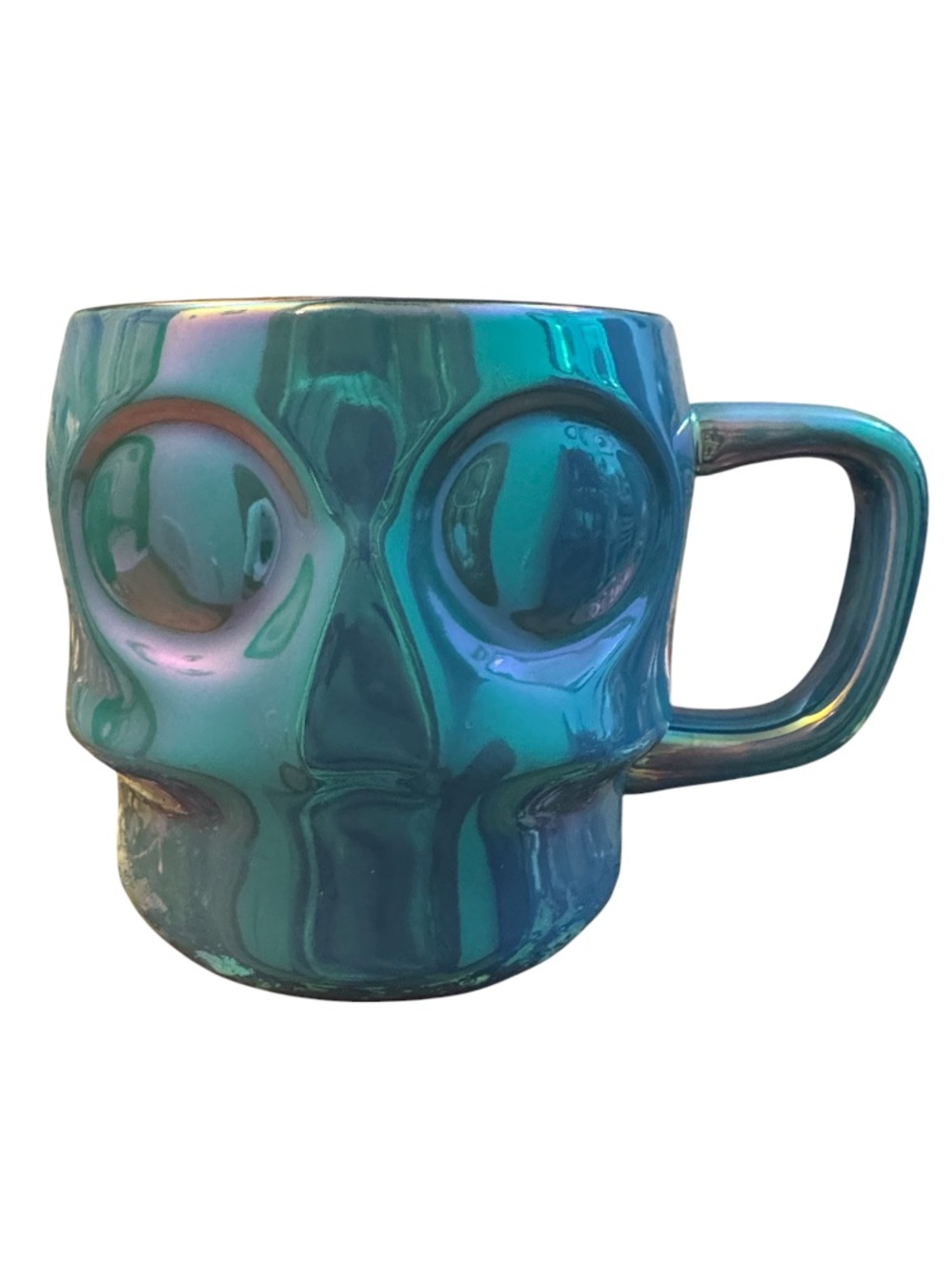 Starbucks 2025 Dia De Muertos Iridescent Blue Luster Skull Coffee Mug